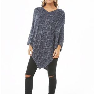 NWT Forever 21 Blue Sweater Knit Poncho